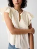 Crinkle Gauze Embroidered Cropped Shirt sold by GAP
