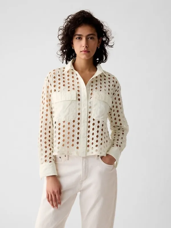 Eyelet Cropped Shirt sold by GAP