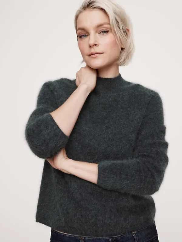 Brushed Cashmere Mock-Neck Sweater sold by Banana Republic