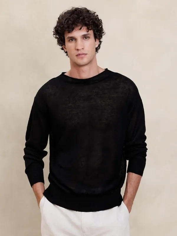 Linen Crew-Neck Sweater sold by Banana Republic