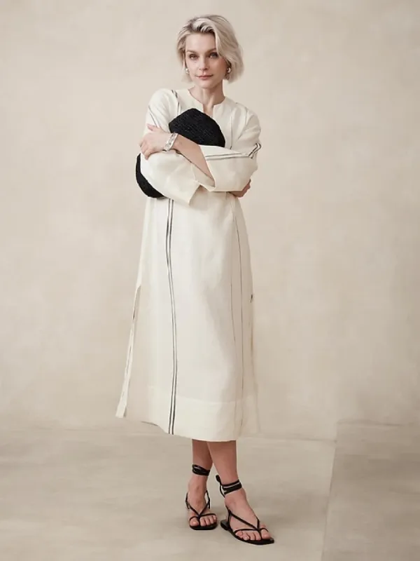 European Linen Kaftan Midi Dress sold by Banana Republic