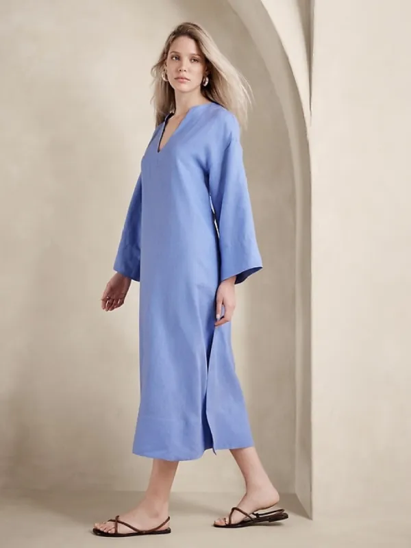 European Linen Kaftan Midi Dress sold by Banana Republic