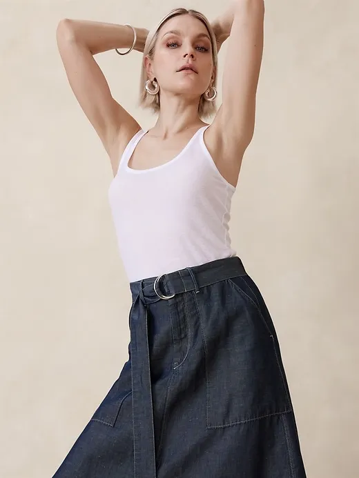 TENCEL™-Linen Chambray Maxi Skirt sold by Banana Republic product image thumbnail 3