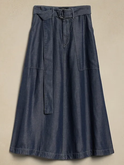 TENCEL™-Linen Chambray Maxi Skirt sold by Banana Republic product image thumbnail 4