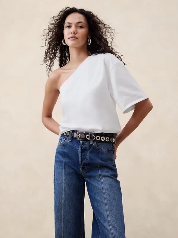 Heavy Cotton One-Shoulder T-Shirt sold by Banana Republic