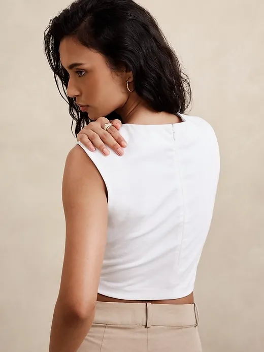 Heavy Cotton Wrap Crop Top sold by Banana Republic product image thumbnail 2