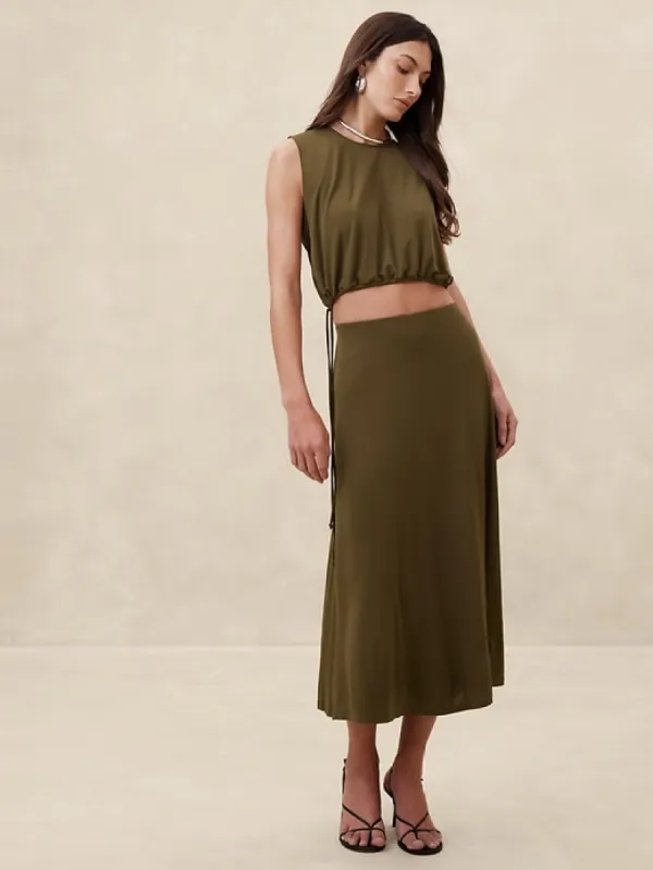 Crepe Knit Bubble-Hem Crop Top sold by Banana Republic