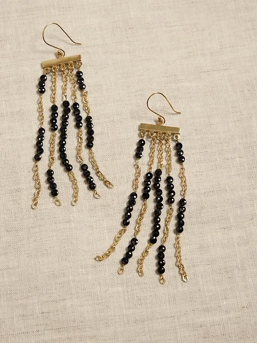 Black Spinel Waterfall Earrings | Aureus + Argent sold by Banana Republic