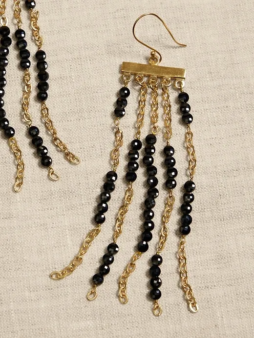Black Spinel Waterfall Earrings | Aureus + Argent sold by Banana Republic product image thumbnail 3
