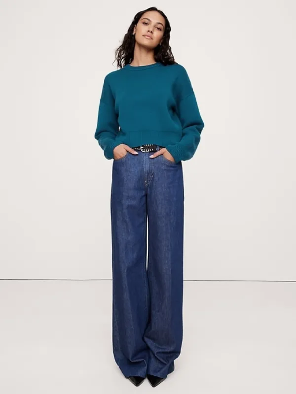 Merino Crew-Neck Cropped Sweater sold by Banana Republic