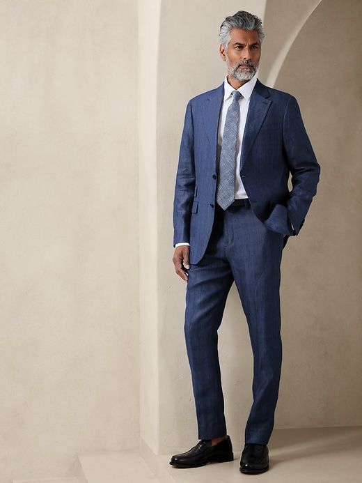 Hugh Herringbone Linen Suit Pant sold by Banana Republic