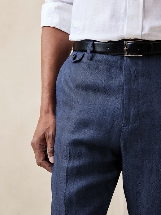 Hugh Herringbone Linen Suit Pant sold by Banana Republic product image thumbnail 3
