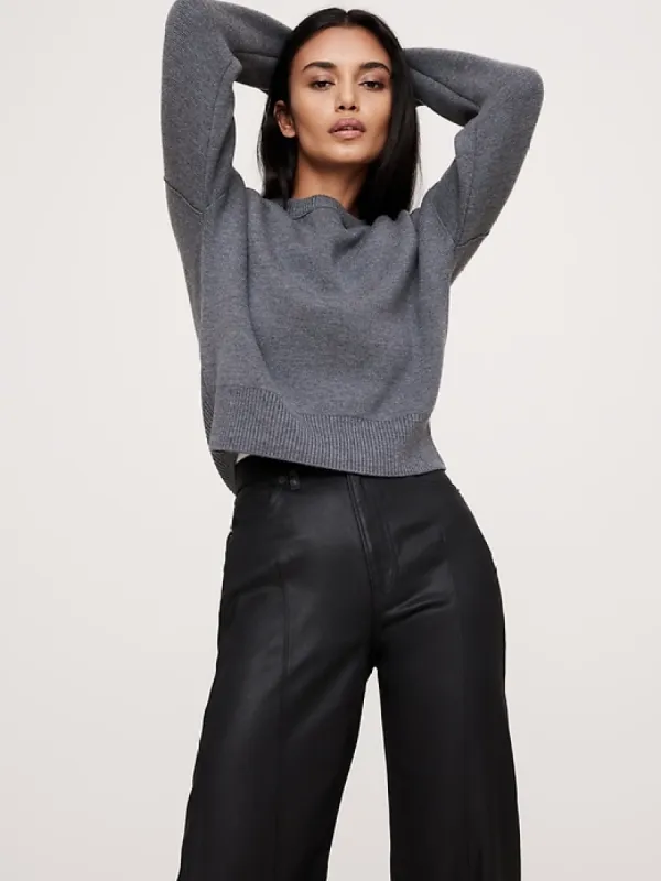 Merino Crew-Neck Cropped Sweater sold by Banana Republic