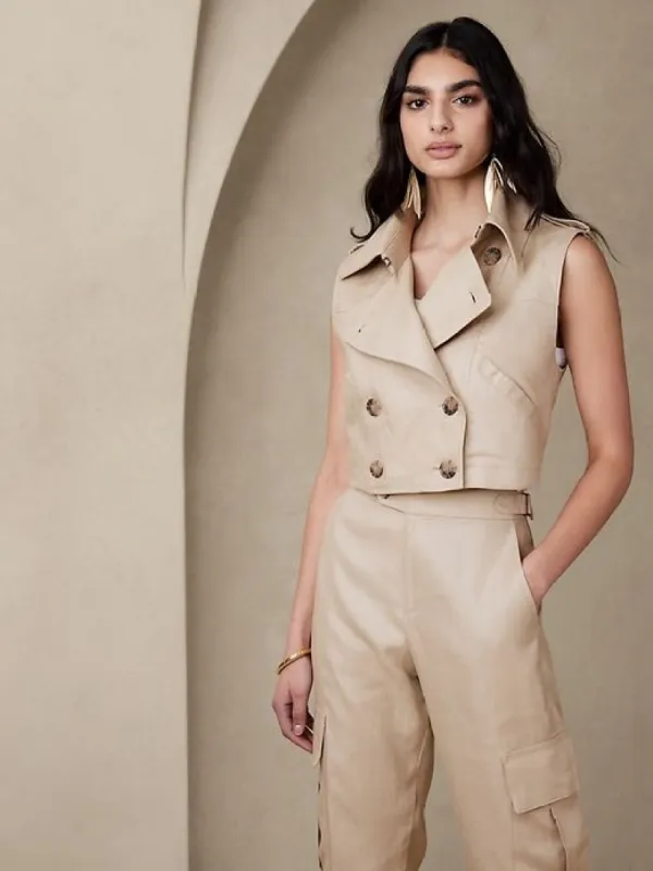 Delphine Linen Trench Vest sold by GAP