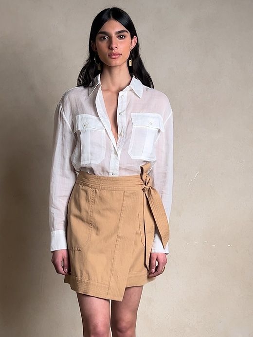 Tessa Cotton-Linen Mini Skirt sold by GAP product image thumbnail 5