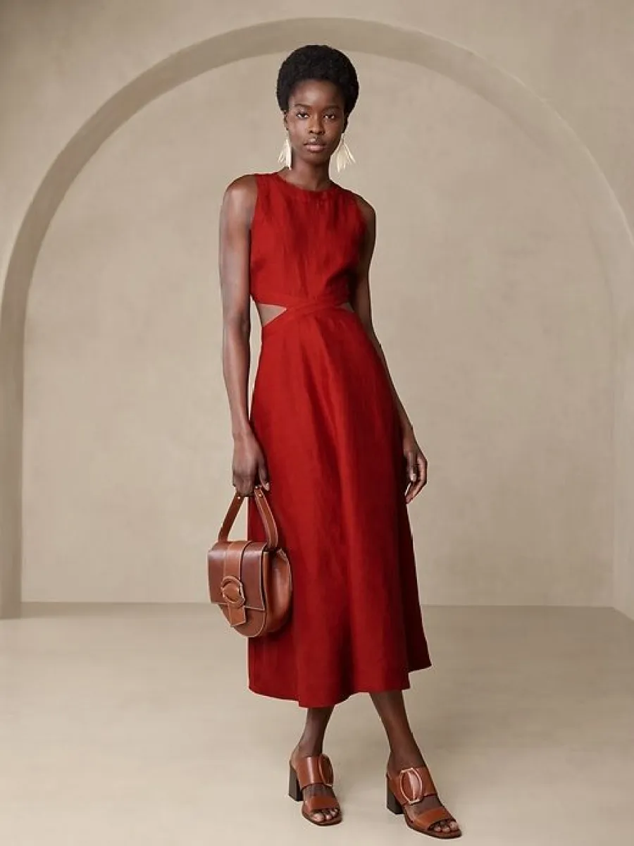 Lina Linen Cutout Midi Dress | Parallel Lina Linen Cutout Midi Dress | Parallel