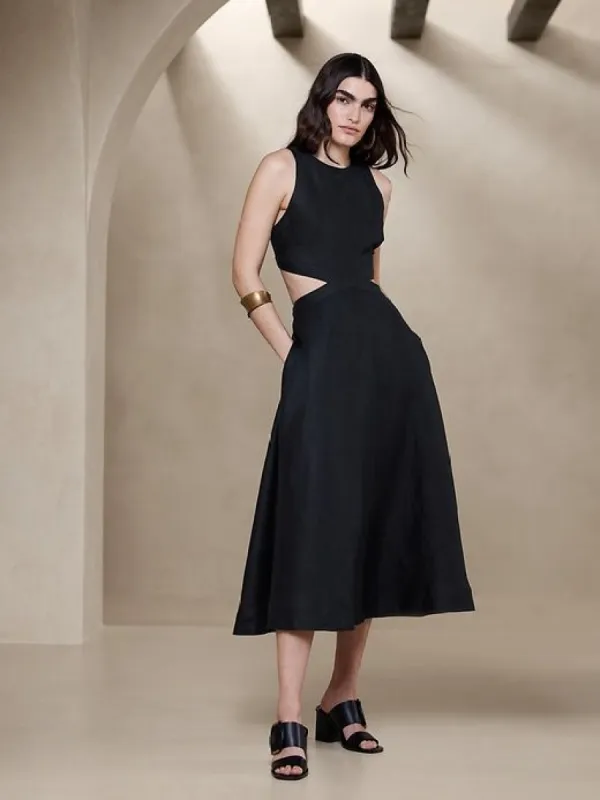 Lina Linen Cutout Midi Dress | Parallel