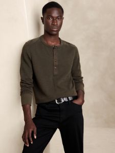 Double-Knit Henley T-Shirt sold by Banana Republic