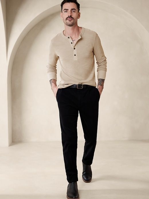 Double-Knit Henley T-Shirt sold by Banana Republic