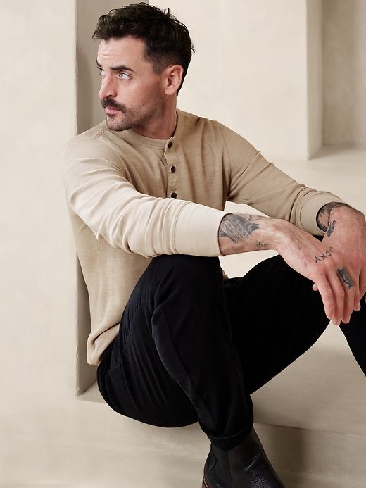 Double-Knit Henley T-Shirt sold by Banana Republic product image thumbnail 3