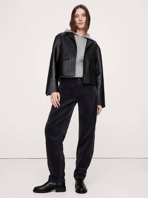 Double-Faced Cashmere Cropped Sweater Hoodie sold by Banana Republic