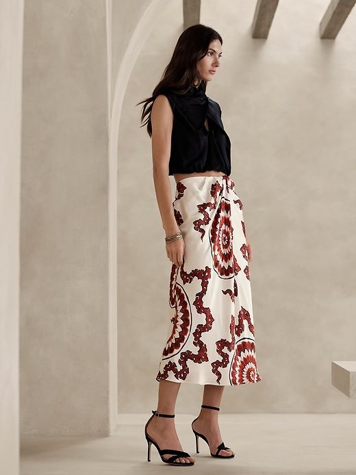 Zandra Silk Midi Skirt sold by Banana Republic