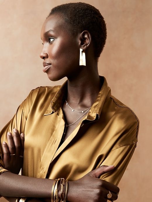 Rectangular Wide Hoop Earrings | Aureus + Argent sold by Banana Republic product image thumbnail 2