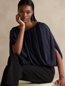 Aveline Crinkle Silk Top sold by Banana Republic