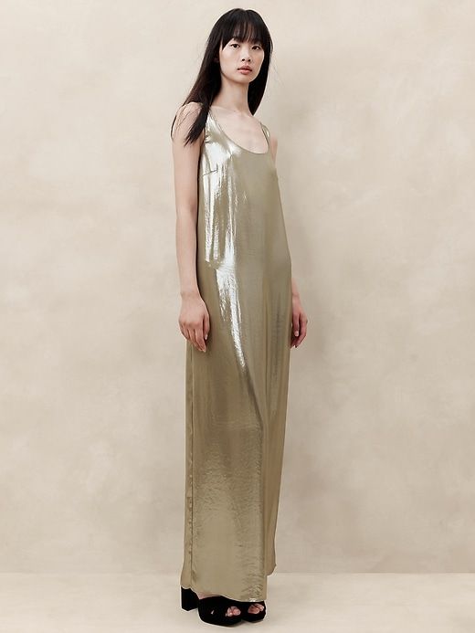 Maxime Metallic Maxi Dress sold by Banana Republic