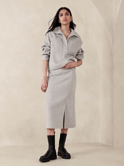 Aike Wool-Blend Skirt sold by Banana Republic