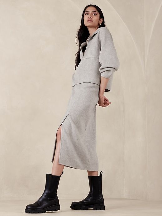 Aike Wool-Blend Skirt sold by Banana Republic product image thumbnail 3