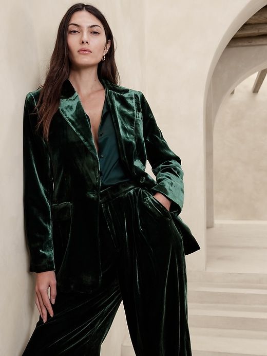 Alyse Relaxed Velvet Blazer sold by Banana Republic