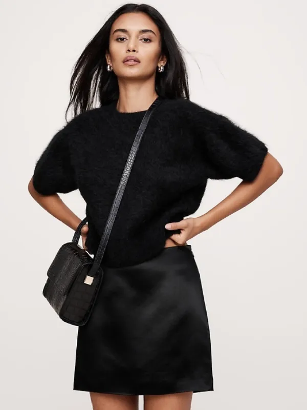 Fuzzy Alpaca-Blend Puff-Sleeve Sweater sold by Banana Republic