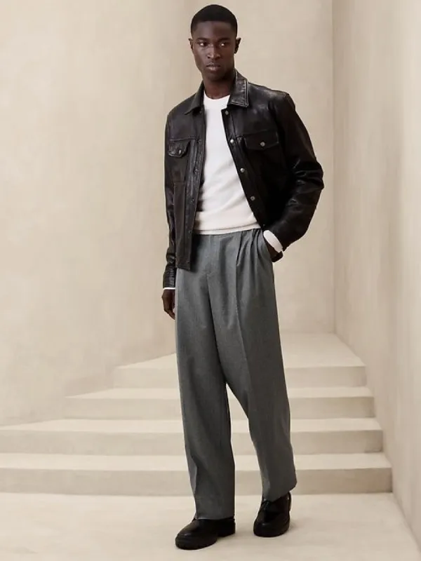 Signature Italian Flannel Wide-Leg Pant sold by Banana Republic
