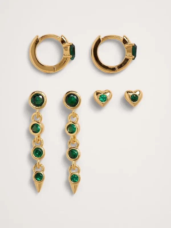Crystal Delicate Earrings Set Of 3 by Aureus + Argent sold by Banana Republic