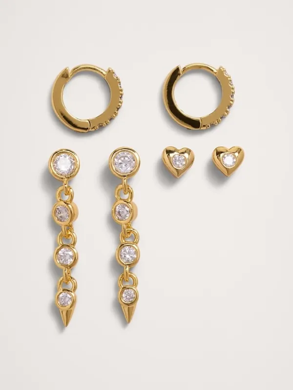 Crystal Delicate Earrings Set Of 3 by Aureus + Argent sold by Banana Republic