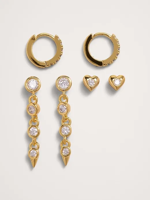 Crystal Delicate Earrings Set Of 3 by Aureus + Argent sold by Banana Republic