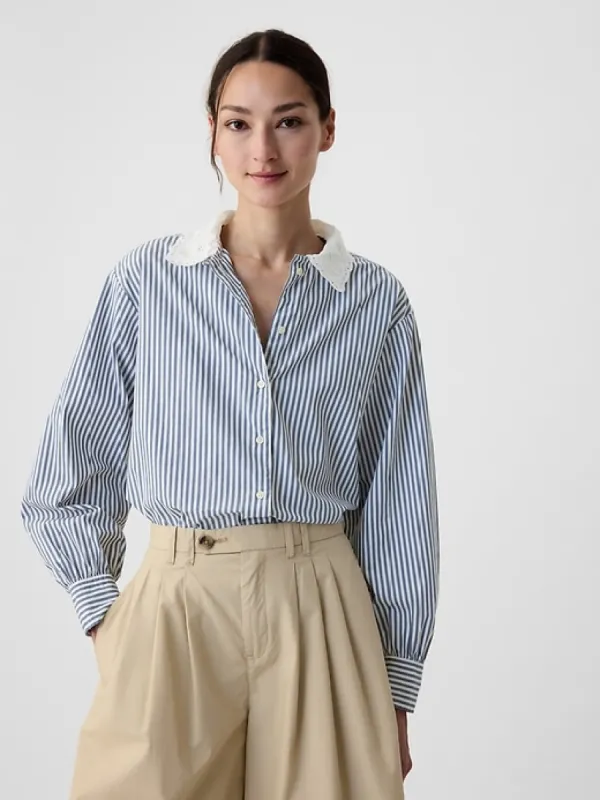 Gap × DÔEN Organic Cotton Eyelet Big Shirt sold by GAP
