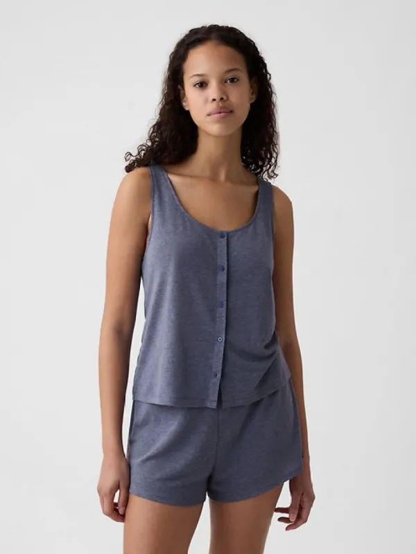 Linen-Blend Snap PJ Tank Top sold by GAP