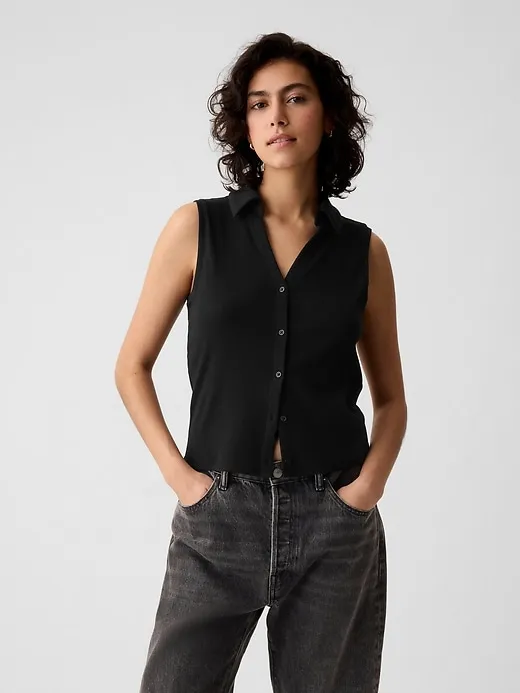 Modern Rib Cropped Polo Shirt sold by GAP