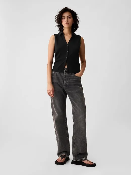Modern Rib Cropped Polo Shirt sold by GAP product image thumbnail 3