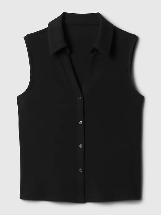 Modern Rib Cropped Polo Shirt sold by GAP product image thumbnail 4