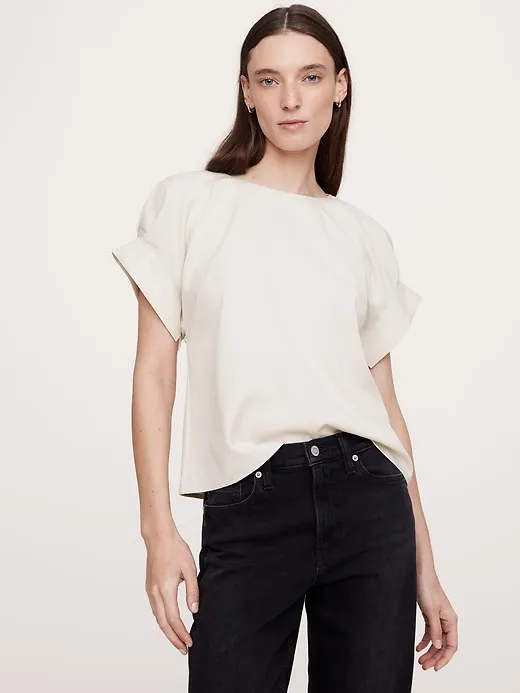 Tencel™-Cotton Twill Top sold by Banana Republic