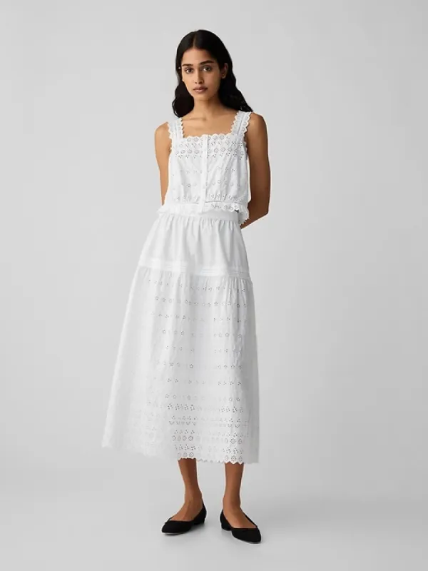 Gap × DÔEN Eyelet Midi Skirt sold by GAP