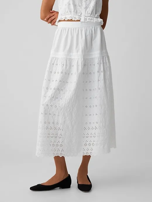 Gap × DÔEN Eyelet Midi Skirt sold by GAP product image thumbnail 3