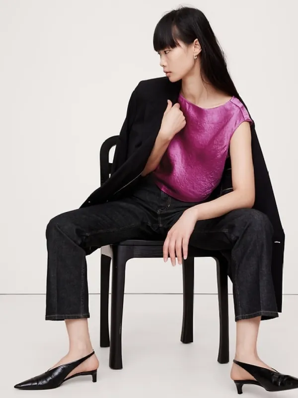 Crinkle Satin Cropped Top sold by Banana Republic