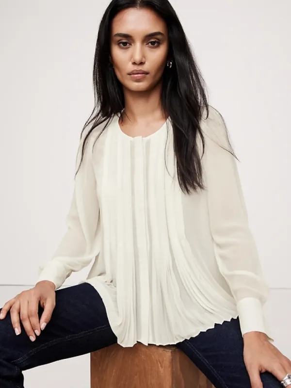 Georgette Sheer Pintuck Shirt sold by Banana Republic