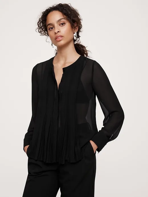 Georgette Sheer Pintuck Shirt sold by Banana Republic