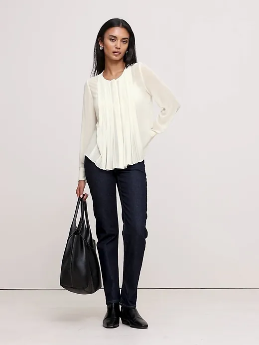Georgette Sheer Pintuck Shirt sold by Banana Republic product image thumbnail 5