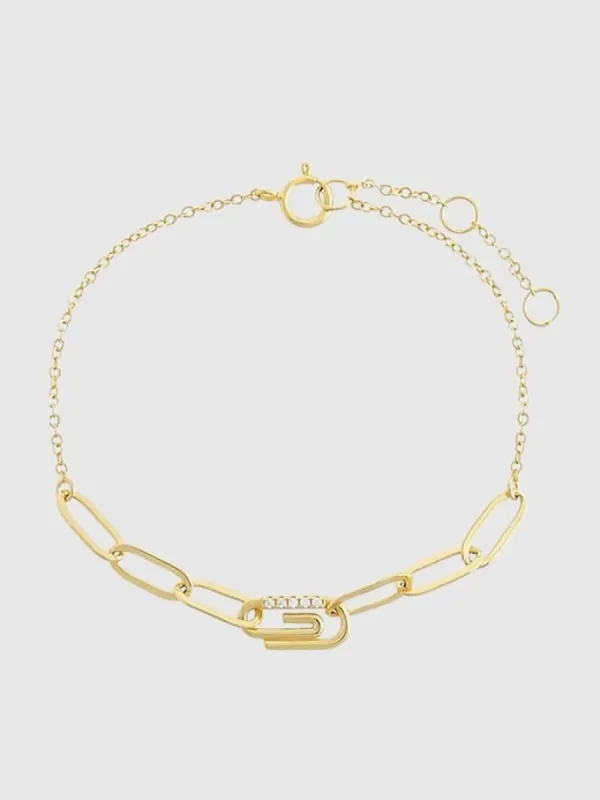 Pave Safety Pin Paperclip Bracelet sold by GAP